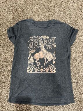 Cowboy Graphic Tee - Dark Gray Kids Shirt